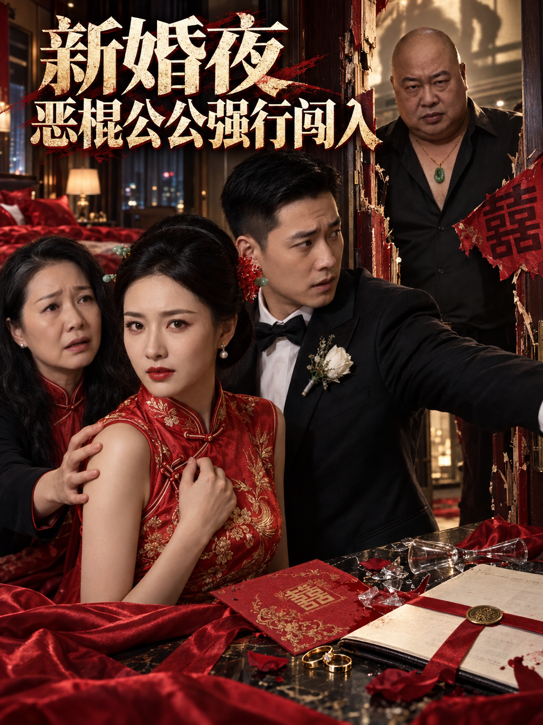 AI视频：新婚夜 恶棍公公强行闯入