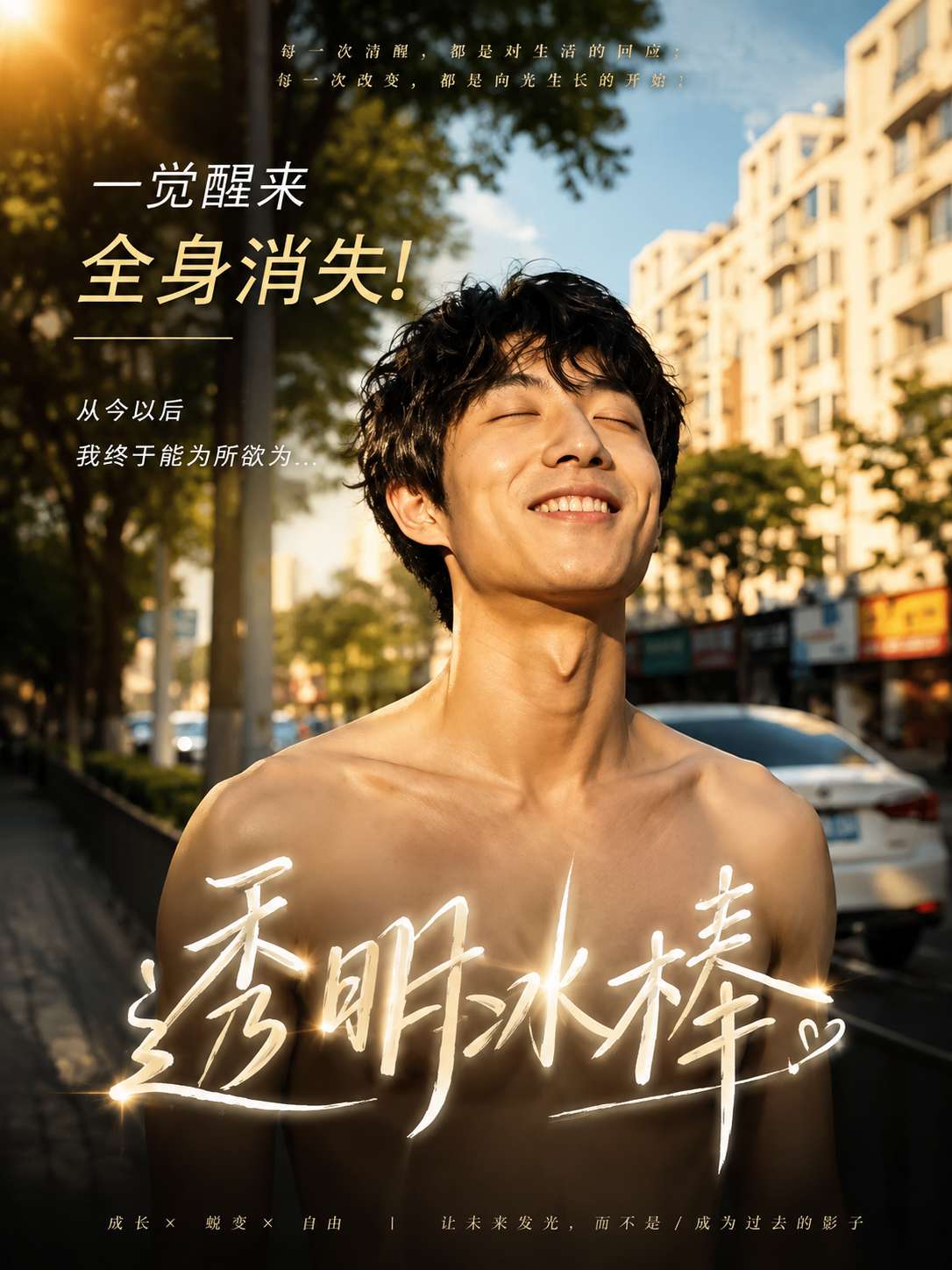 AI视频：透明冰棒